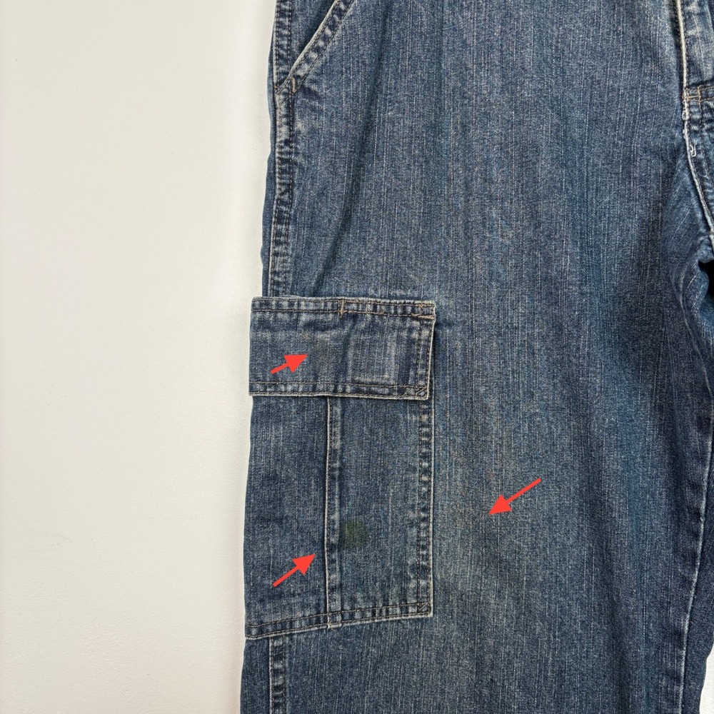 Wrangler Men Cargo Jeans 34x30 Blue Denim Utility Workwear Relaxed Western Baggy - Picture 5 of 14